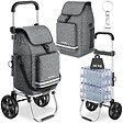 TECTAKE - Chariot de courses 3 en 1 pliable gris avec sac isotherme diable bandoulière caddie 56L aluminium réglable 30kg poussette provisions - vignette