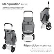 TECTAKE - Chariot de courses 3 en 1 pliable gris avec sac isotherme diable bandoulière caddie 56L aluminium réglable 30kg poussette provisions - vignette