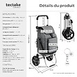 TECTAKE - Chariot de courses 3 en 1 pliable gris avec sac isotherme diable bandoulière caddie 56L aluminium réglable 30kg poussette provisions - vignette