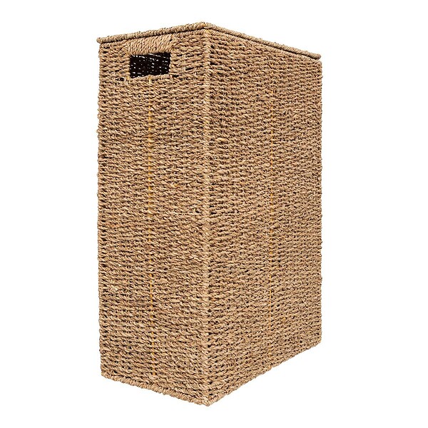 5 FIVE SIMPLY SMART - Panier à Linge 40L en Osier et housse en Coton Blanc L 38 x P 22 x H 55 cm - large