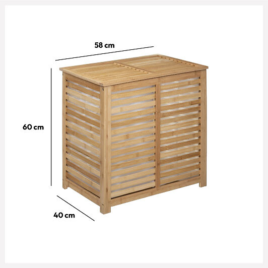 5 FIVE SIMPLY SMART - Coffre à linge double 2x50L en Bambou H 60 cm - large