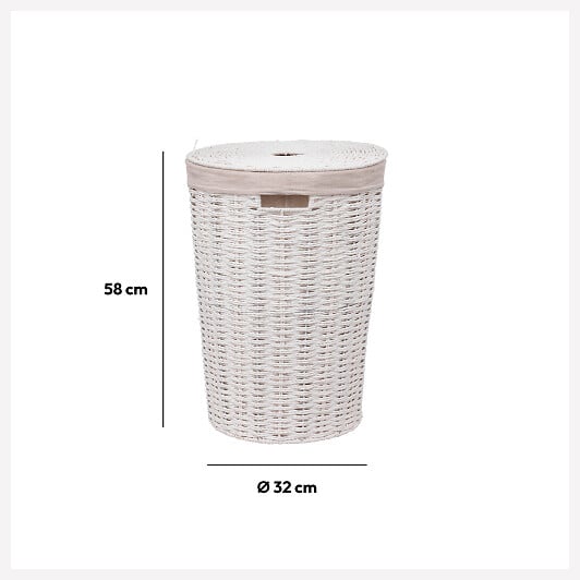 5 FIVE SIMPLY SMART - Panier à linge 40L Blanc tressé D 32 x H 58 cm - large