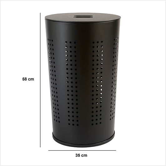 5 FIVE SIMPLY SMART - Corbeille à linge 45L en métal et bois H 58 cm - large