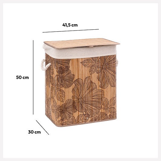 5 FIVE SIMPLY SMART - Panier à Linge 50L en Bambou L 41.5 x P 30 x H 50 cm - large
