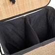 5 FIVE SIMPLY SMART - Panier à linge 100L en Bambou et tissu Noir avec 2 compartiments H 63 cm - vignette