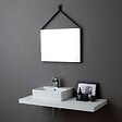 KIAMAMI VALENTINA - Miroir Rectangulaire 70X50 Cm Avec Cadre En Cuir Noir Pour Salle De Bains - vignette