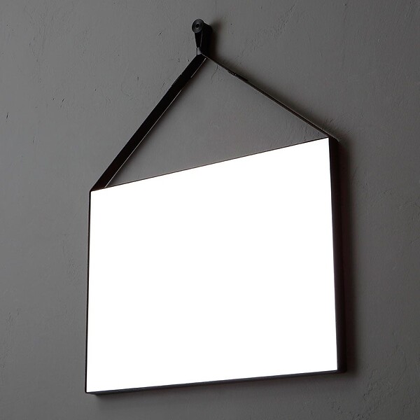 KIAMAMI VALENTINA - Miroir Rectangulaire 70X50 Cm Avec Cadre En Cuir Noir Pour Salle De Bains - large