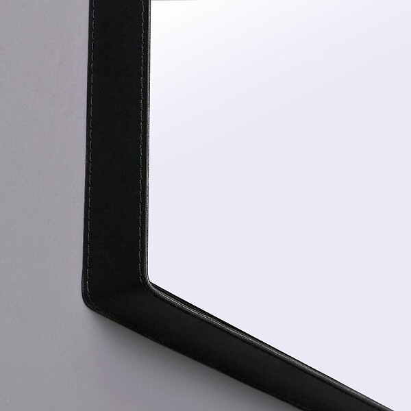 KIAMAMI VALENTINA - Miroir Rectangulaire 70X50 Cm Avec Cadre En Cuir Noir Pour Salle De Bains - large