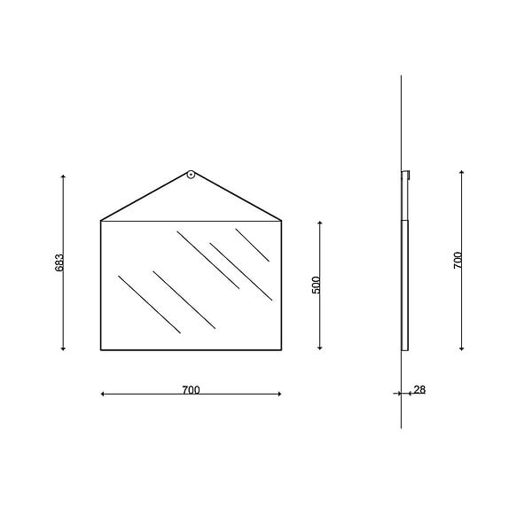 KIAMAMI VALENTINA - Miroir Rectangulaire 70X50 Cm Avec Cadre En Cuir Noir Pour Salle De Bains - large