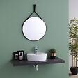 KIAMAMI VALENTINA - Miroir De Salle De Bains Design Et Rond Avec Cadre En Cuir Noir - vignette