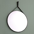 KIAMAMI VALENTINA - Miroir De Salle De Bains Design Et Rond Avec Cadre En Cuir Noir - vignette