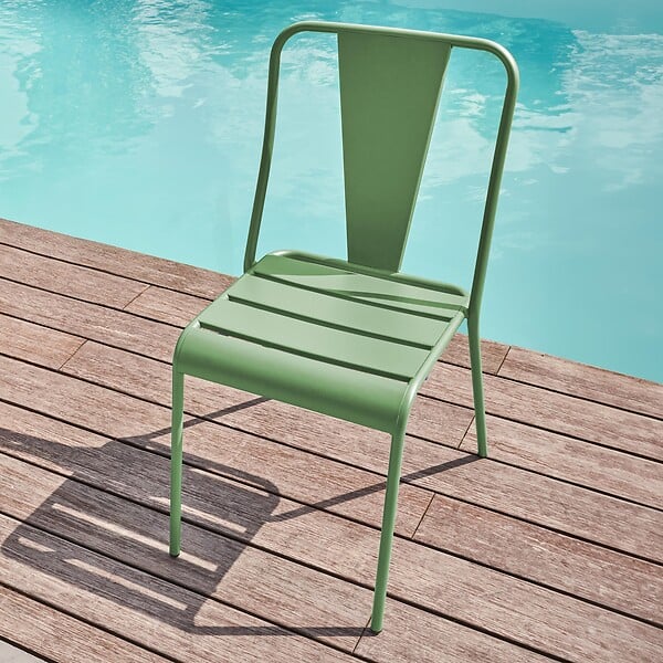 OVIALA - Chaise de jardin en métal vert sauge - Dieppe - large