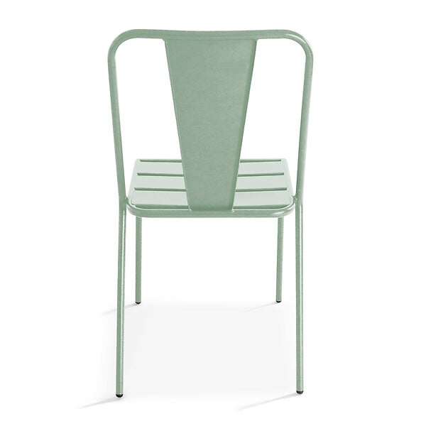 OVIALA - Chaise de jardin en métal vert sauge - Dieppe - large