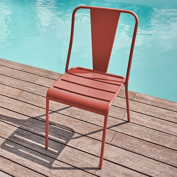 OVIALA - Chaise de jardin en métal argile - Dieppe - large