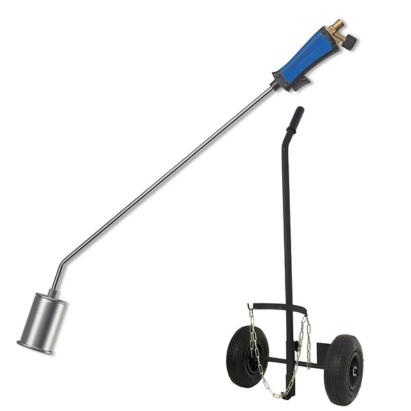 KEMPER - Desherbeur thermique + Chariot à roues pour bouteille gaz + Allume gaz + Détendeur Gaz Bruleur 60mm Tuyau 5m Désherbage KEMPER - large