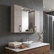 KIAMAMI VALENTINA - Miroir De Salle De Bain Avec Deux Meubles Hauts En Bois De Chêne Gris Et Led - vignette