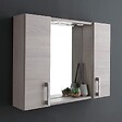 KIAMAMI VALENTINA - Miroir De Salle De Bain Avec Deux Meubles Hauts En Bois De Chêne Gris Et Led - vignette
