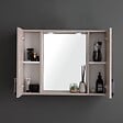 KIAMAMI VALENTINA - Miroir De Salle De Bain Avec Deux Meubles Hauts En Bois De Chêne Gris Et Led - vignette
