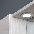KIAMAMI VALENTINA - Miroir De Salle De Bain Avec Deux Meubles Hauts En Bois De Chêne Gris Et Led - vignette