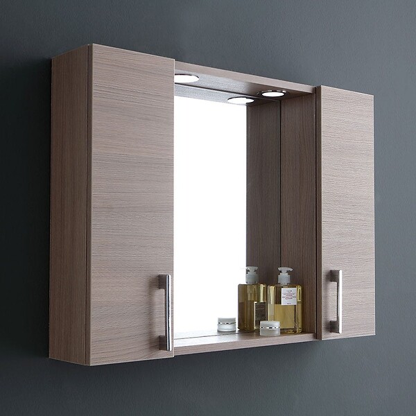 KIAMAMI VALENTINA - Miroir De Courtoisie 77Cm 2 Armoires Murales Chêne Fumée - large