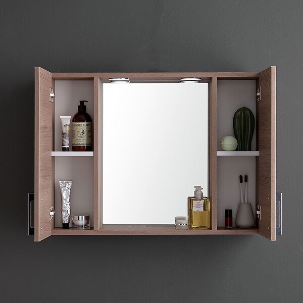 KIAMAMI VALENTINA - Miroir De Courtoisie 77Cm 2 Armoires Murales Chêne Fumée - large