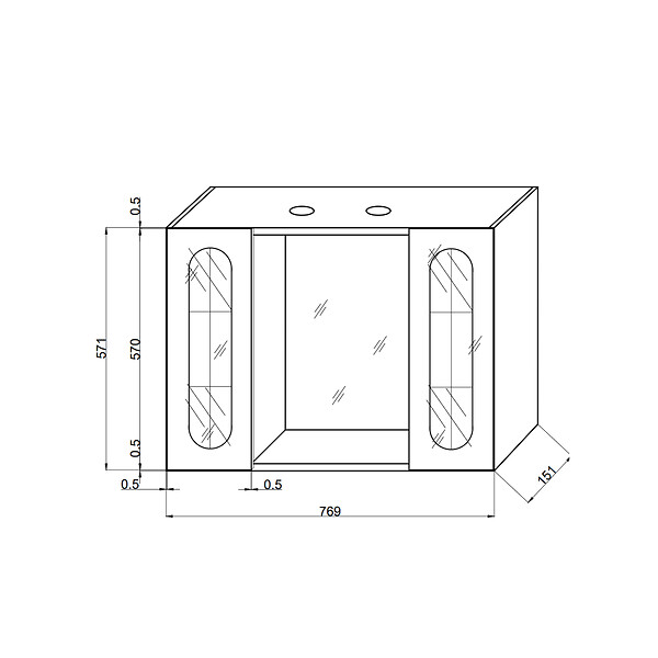 KIAMAMI VALENTINA - Miroir Inglesina De 77Cm Avec Deux Portes Et Spots À Led Intégrés - large