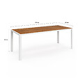 ID MARKET - Salon de jardin NOUMEA table 190 cm plateau verre trempé effet bois et 8 chaises empilables blanc et bois - vignette