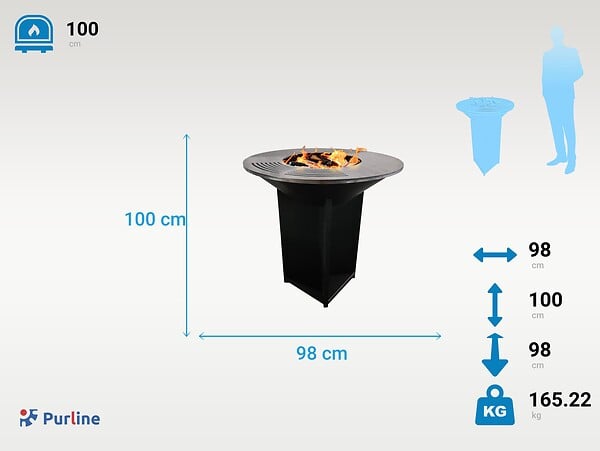 PURLINE - Barbecue brasero avec plaque d'acier de 100 cm - large