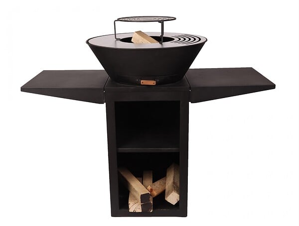 PURLINE - Barbecue avec plaque ronde, grill et support - large