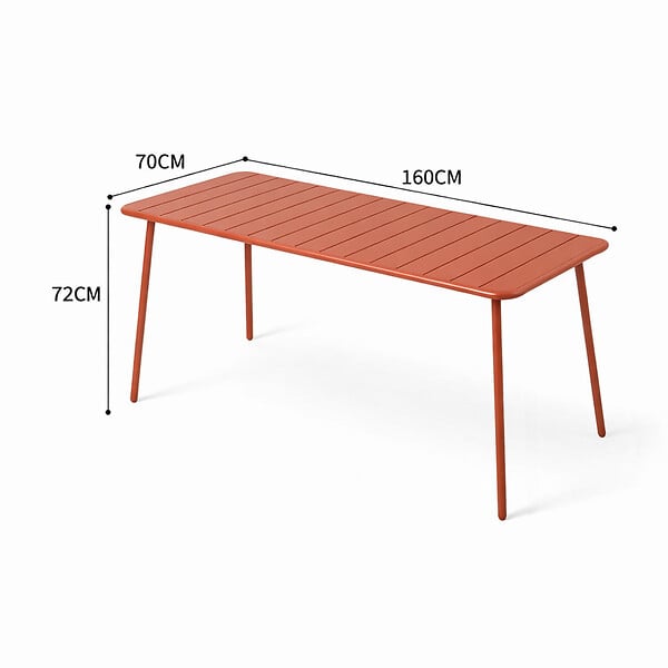 CONCEPT USINE - Ensemble table de jardin 160 cm et 6 chaises terracotta BERGAME - large
