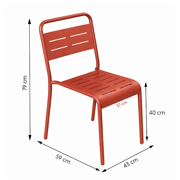 CONCEPT USINE - Ensemble table de jardin 160 cm et 6 chaises terracotta BERGAME - large