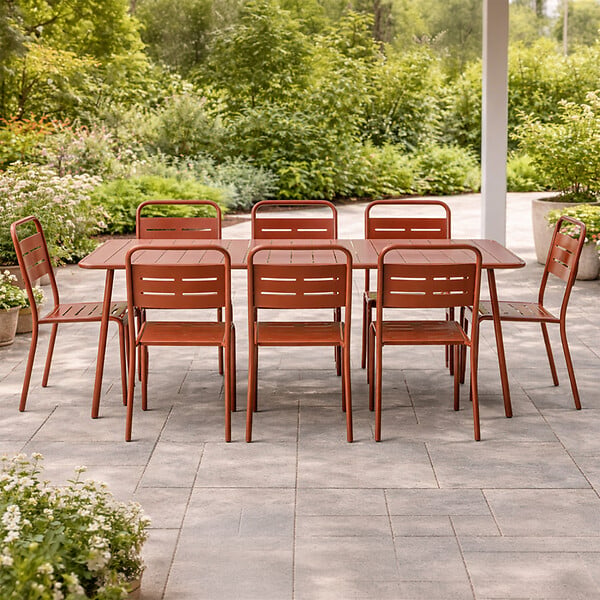 CONCEPT USINE - Ensemble table de jardin 160 cm et 6 chaises terracotta BERGAME - large