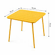 CONCEPT USINE - Ensemble table de jardin carrée 70cm et 4 chaises jaune BERGAME - vignette