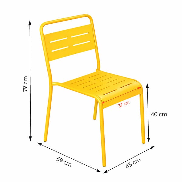 CONCEPT USINE - Ensemble table de jardin carrée 70cm et 4 chaises jaune BERGAME - large