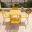 CONCEPT USINE - Ensemble table de jardin carrée 70cm et 4 chaises jaune BERGAME - vignette