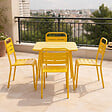 CONCEPT USINE - Ensemble table de jardin carrée 70cm et 4 chaises jaune BERGAME - vignette