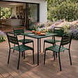 CONCEPT USINE - Ensemble table de jardin carrée 70cm et 4 chaises vert BERGAME - vignette