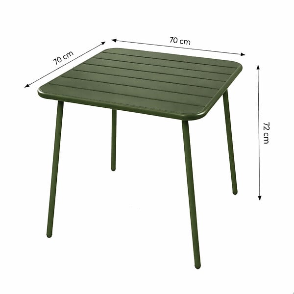 CONCEPT USINE - Ensemble table de jardin carrée 70cm et 4 chaises vert BERGAME - large