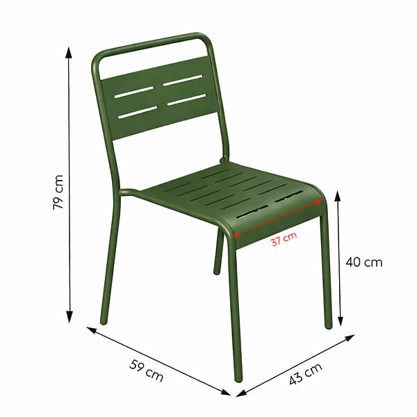 CONCEPT USINE - Ensemble table de jardin carrée 70cm et 4 chaises vert BERGAME - large