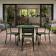CONCEPT USINE - Ensemble table de jardin carrée 70cm et 4 chaises vert BERGAME - vignette