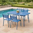 CONCEPT USINE - Ensemble table de jardin 120 cm et 4 chaises bleu BERGAME - vignette