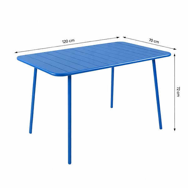CONCEPT USINE - Ensemble table de jardin 120 cm et 4 chaises bleu BERGAME - large