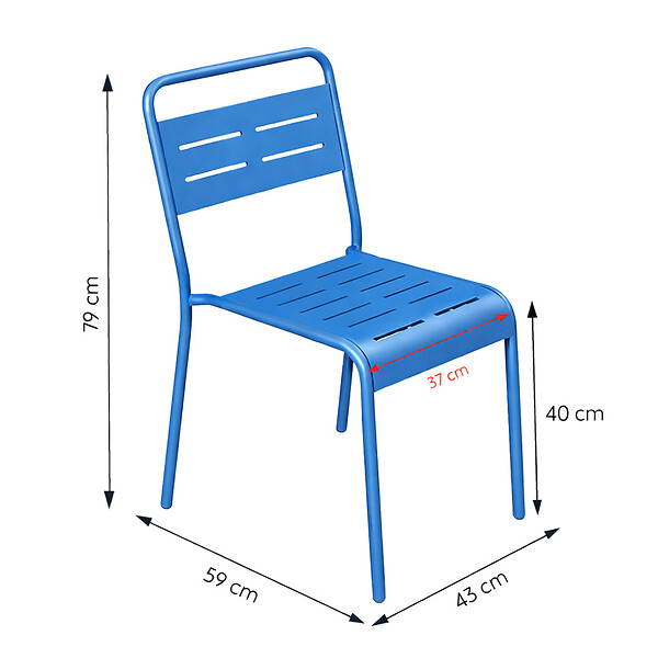 CONCEPT USINE - Ensemble table de jardin 120 cm et 4 chaises bleu BERGAME - large