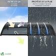 VOUNOT - Auvent de porte marquise 200x80 cm en Polycarbonate anti UV Anthracite - vignette