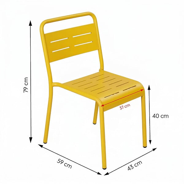 CONCEPT USINE - Lot de 6 chaises de jardin empilables jaunes BERGAME - large
