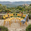 CONCEPT USINE - Lot de 6 chaises de jardin empilables jaunes BERGAME - vignette