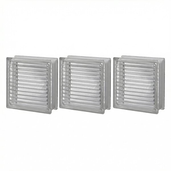 GLASSBLOCKS - Luxfera brique de verre 19x19x8 cm, gris transparent brillant (1908DP) - large