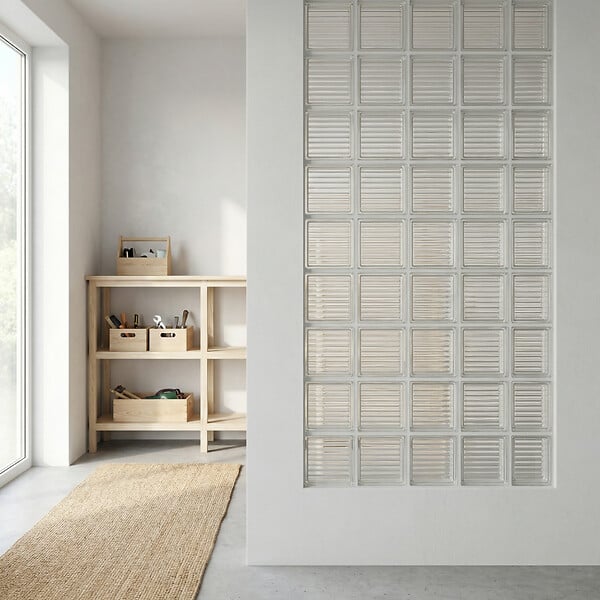 GLASSBLOCKS - Luxfera brique de verre 19x19x8 cm, gris transparent brillant (1908DP) - large