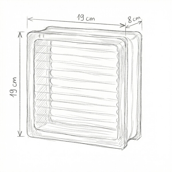 GLASSBLOCKS - Luxfera brique de verre 19x19x8 cm, gris transparent brillant (1908DP) - large