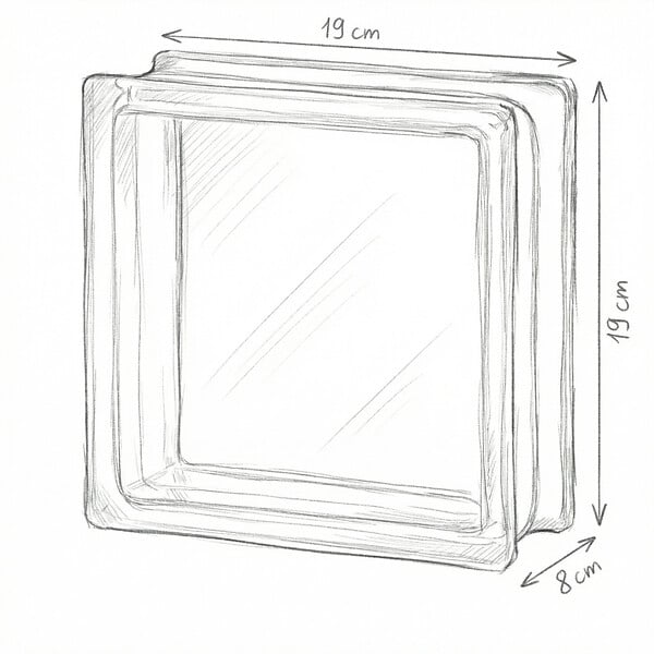 GLASSBLOCKS - Luxfera brique de verre 19x19x8 cm, verre transparent brillant (CL1908C) - large